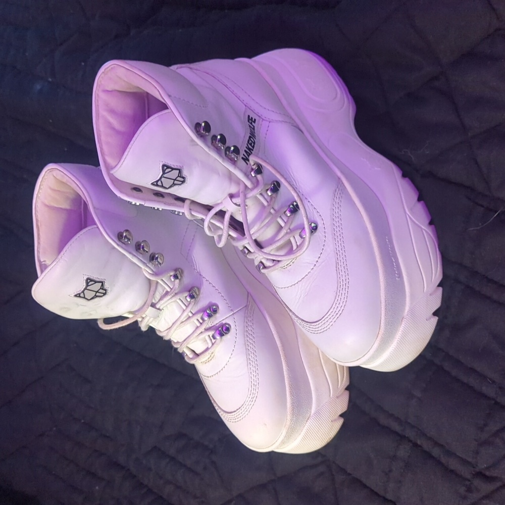 White Naked Wolfe platform hiker boots